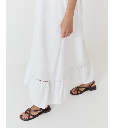 VESTIDO LARGO HALTER LAZADA ESPALDA ABIERTA ENCAJE | MULAYA