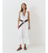 VESTIDO LARGO HALTER LAZADA ESPALDA ABIERTA ENCAJE | MULAYA