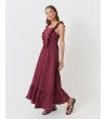 VESTIDO LARGO ESCOTE CUADRADO TIRANTES VOLANTES | MULAYA