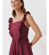 VESTIDO LARGO ESCOTE CUADRADO TIRANTES VOLANTES | MULAYA