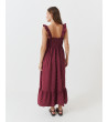 VESTIDO LARGO ESCOTE CUADRADO TIRANTES VOLANTES | MULAYA