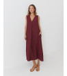 VESTIDO LARGO ESCOTE PICO MANGA SISA BOLSILLOS | MULAYA