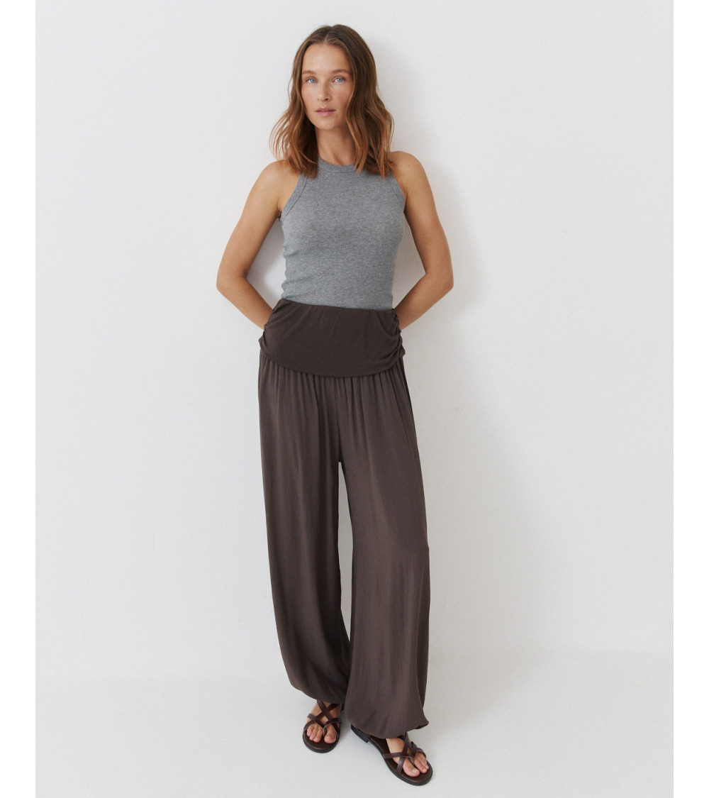 PANTALÓN BOMBACHO CINTURA ANCHA VISCOSA | MULAYA