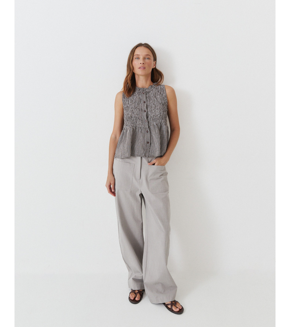 TOP NIDO ABEJA PEPLUM MINI VOLANTES BOTONES | MULAYA