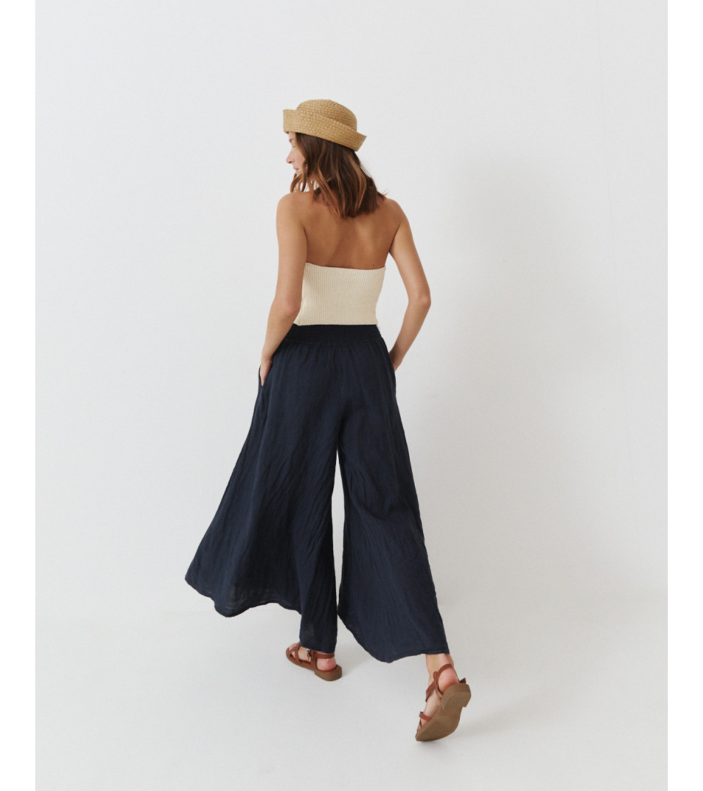 PANTALÓN PALAZZO LINO NIDO DE ABEJA | MULAYA