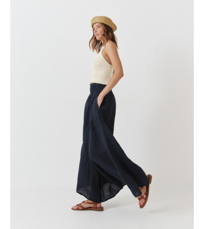 PANTALÓN PALAZZO LINO NIDO DE ABEJA | MULAYA