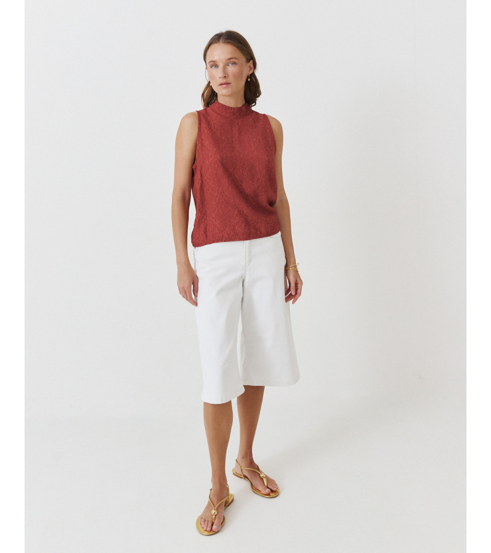 TOP HALTER JACQUARD CIERRE BOTONES TRASERO | MULAYA