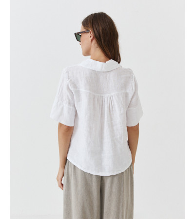 CAMISA LINO MANGA CORTA CUELLO SOLAPA | MULAYA