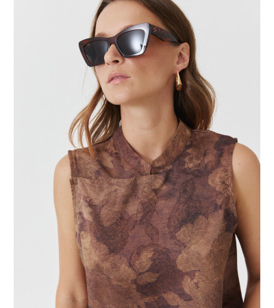 BLUSA CUELLO MAO JACQUARD FLORES ORIENTAL | MULAYA