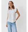 BLUSA CUELLO REDONDO MINI VOLANTES BOTONES ASIMÉTRICO | MULAYA