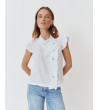 BLUSA CUELLO REDONDO MINI VOLANTES BOTONES ASIMÉTRICO | MULAYA