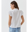 BLUSA CUELLO REDONDO MINI VOLANTES BOTONES ASIMÉTRICO | MULAYA
