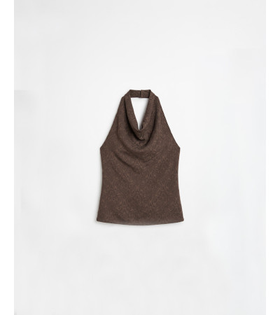 TOP HALTER JACQUARD ESPALDA DESCUBIERTA BOTONES | MULAYA