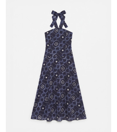 VESTIDO LARGO HALTER LAZADA ESTAMPADO GEOMÉTRICO | MULAYA
