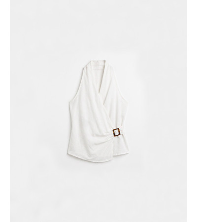 TOP ESCOTE CRUZADO BROCHE LATERAL MANGA SISA | MULAYA