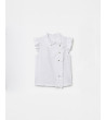 BLUSA CUELLO REDONDO MINI VOLANTES BOTONES ASIMÉTRICO | MULAYA