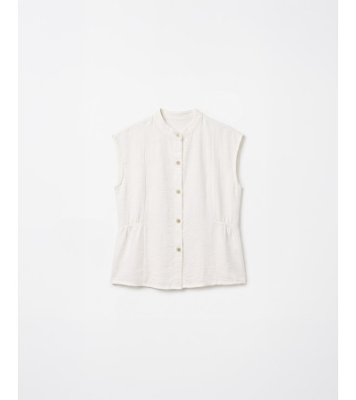 BLUSA CUELLO REDONDO MANGA CORTA VOLANTE BOTONES | MULAYA
