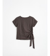 BLUSA LINO CUELLO REDONDO LAZADA LATERAL MANGA CORTA | MULAYA