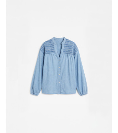 CAMISA CUELLO V NIDO ABEJA MANGA LARGA PUÑOS | MULAYA