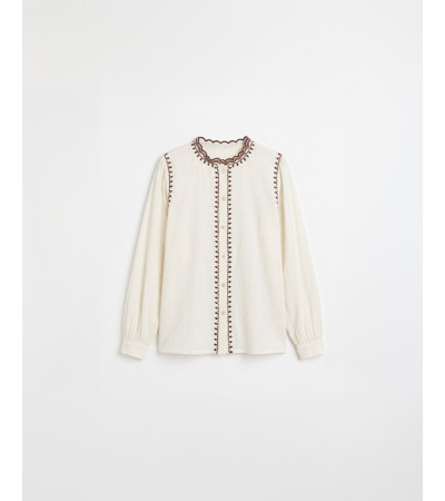 CAMISA MAO BORDADOS VOLANTE ONDULADO MANGA LARGA | MULAYA