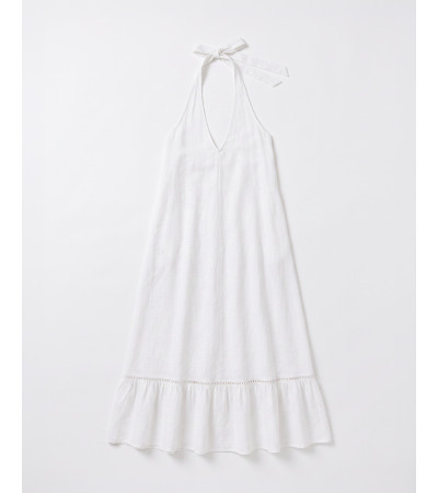 VESTIDO LARGO HALTER LAZADA ESPALDA ABIERTA ENCAJE | MULAYA