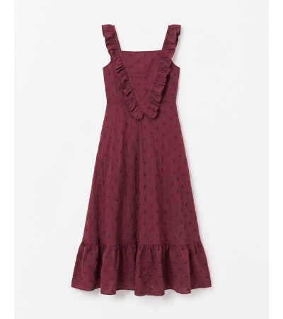 VESTIDO LARGO ESCOTE CUADRADO TIRANTES VOLANTES | MULAYA
