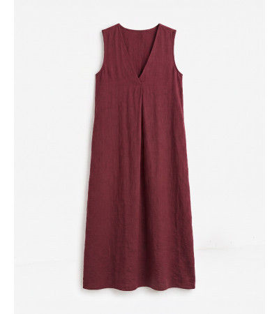 VESTIDO LARGO ESCOTE PICO MANGA SISA BOLSILLOS | MULAYA