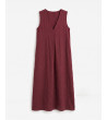 VESTIDO LARGO ESCOTE PICO MANGA SISA BOLSILLOS | MULAYA