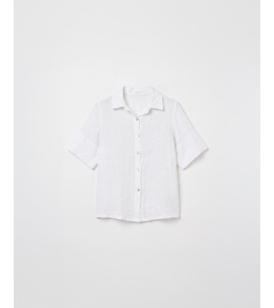 CAMISA LINO MANGA CORTA CUELLO SOLAPA | MULAYA