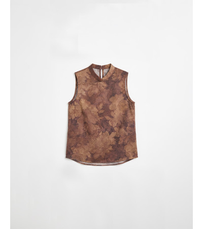 BLUSA CUELLO MAO JACQUARD FLORES ORIENTAL | MULAYA