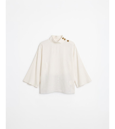 BLUSA CUELLO MAO BOTONES MANGA MURCIÉLAGO | MULAYA