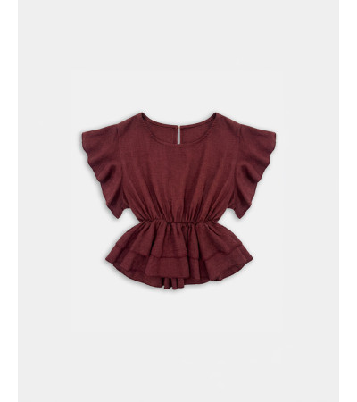 BLUSA CON CINTURA ELÁSTICA Y VOLANTES | MULAYA