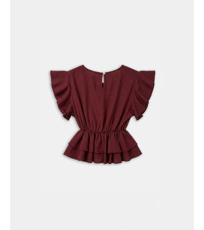 BLUSA CON CINTURA ELÁSTICA Y VOLANTES | MULAYA