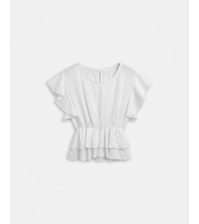 BLUSA CON CINTURA ELÁSTICA Y VOLANTES | MULAYA