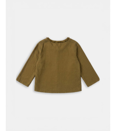 BLUSA MANGA LARGA CON FLECOS EN CUELLO | MULAYA