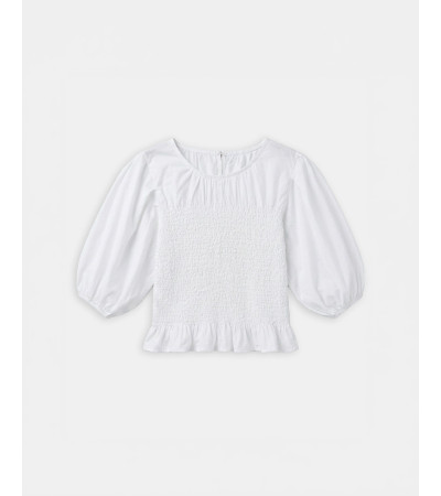 BLUSA NIDO DE ABEJA CON MANGA ABULLONADA | MULAYA
