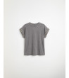 CAMISETA TACHUELAS CUELLO REDONDO MANGA CORTA | MULAYA