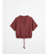BLUSA LINO CUELLO MAO ESCOTE V BOTONES | MULAYA