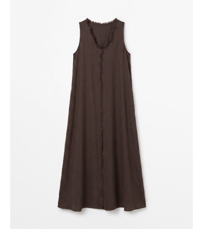 VESTIDO LARGO ESCOTE PICO FLECOS BOLSILLOS | MULAYA