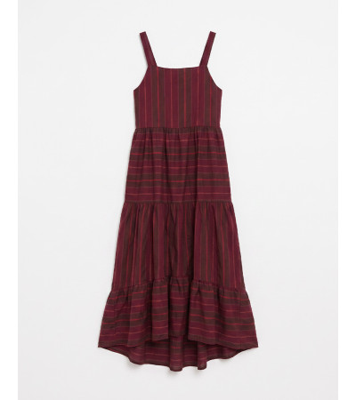 VESTIDO LARGO TIRANTES RAYAS VOLANTE | MULAYA