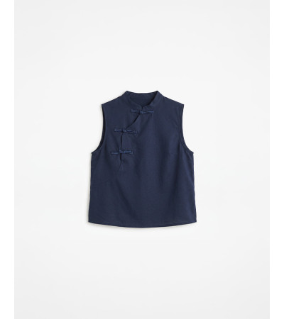 TOP CUELLO MAO ALAMARES MANGA SISA LINO | MULAYA