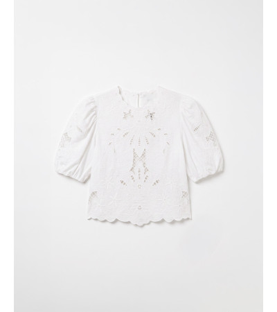 BLUSA BORDADA MANGA GLOBO ASIMÉTRICA | MULAYA