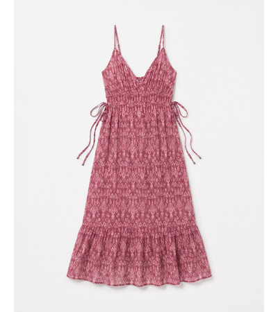 VESTIDO LARGO ESTAMPADO GRANATE TIRANTES | MULAYA