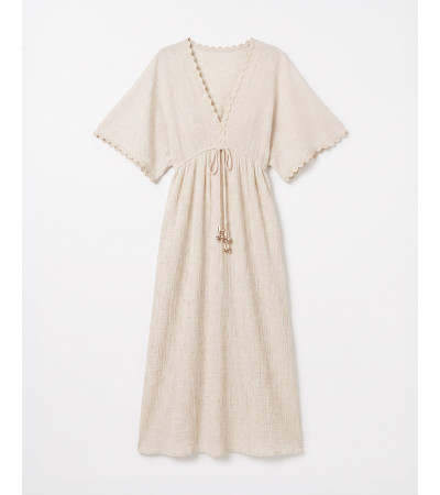 VESTIDO DE VISCOSA CON DETALLES DE ONDAS Y CONCHAS | MULAYA