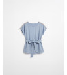 BLUSA CON DETALLES DE BRILLOS Y CINTURÓN | MULAYA