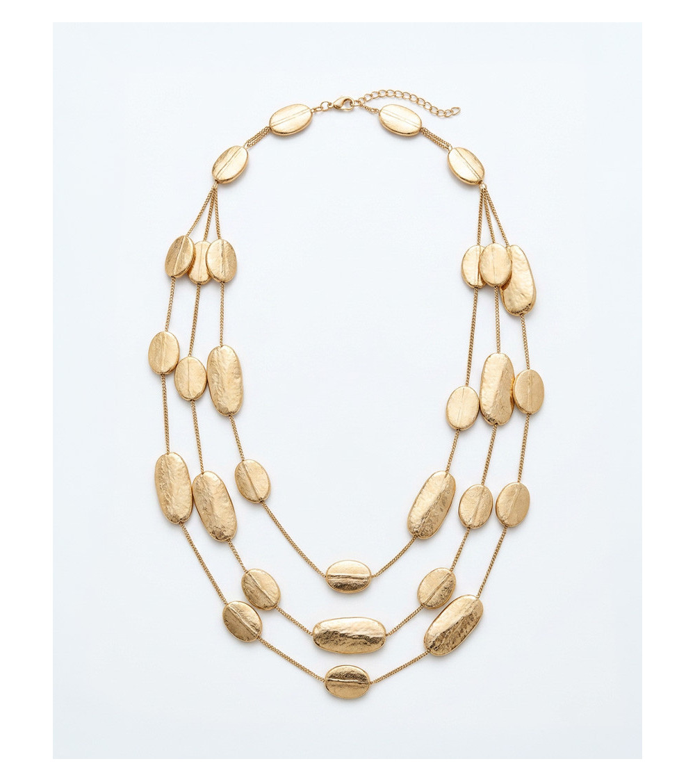COLLAR MULTICUERDA OVALOS DORADOS