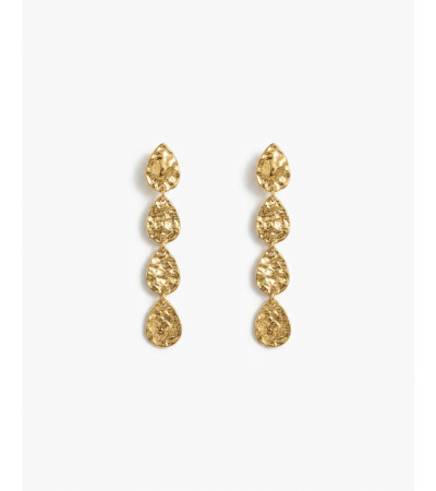 PENDIENTES LARGOS GOTA MARTILLADA ACERO | MULAYA
