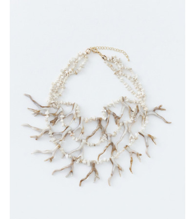 Collar de Tres Cadenas con Piedras Efecto Coral | MULAYA