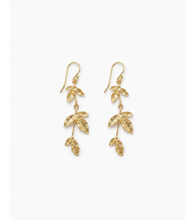 PENDIENTES LARGOS DE ACERO CON DISEÑO DE HOJAS | MULAYA