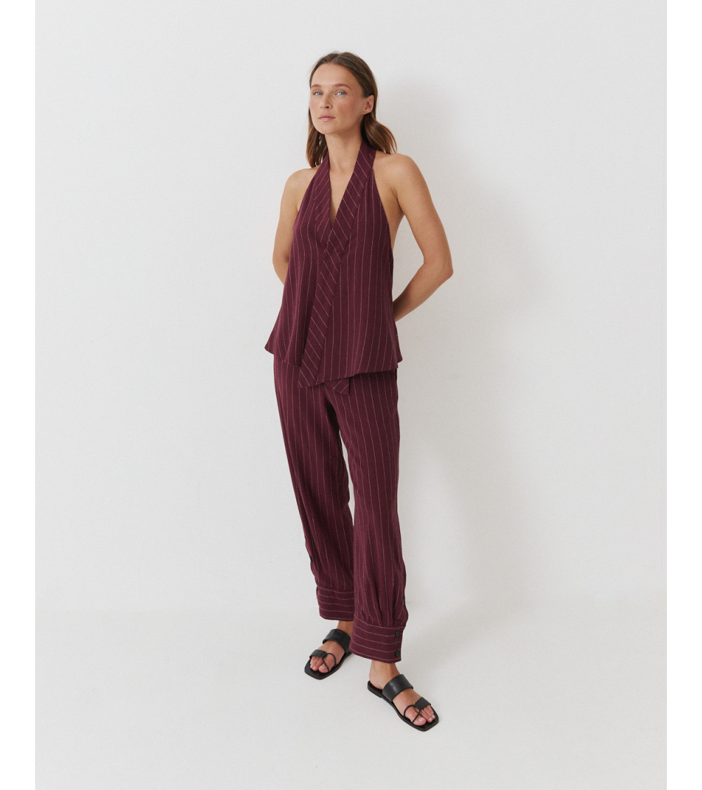 PANTALÓN JOGGER DE VESTIR RAYAS CON PUÑO BOTÓN | MULAYA